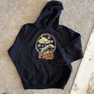 Zumiez Black Hoodie with Colorful Psychedelic Mushroom Graphic
